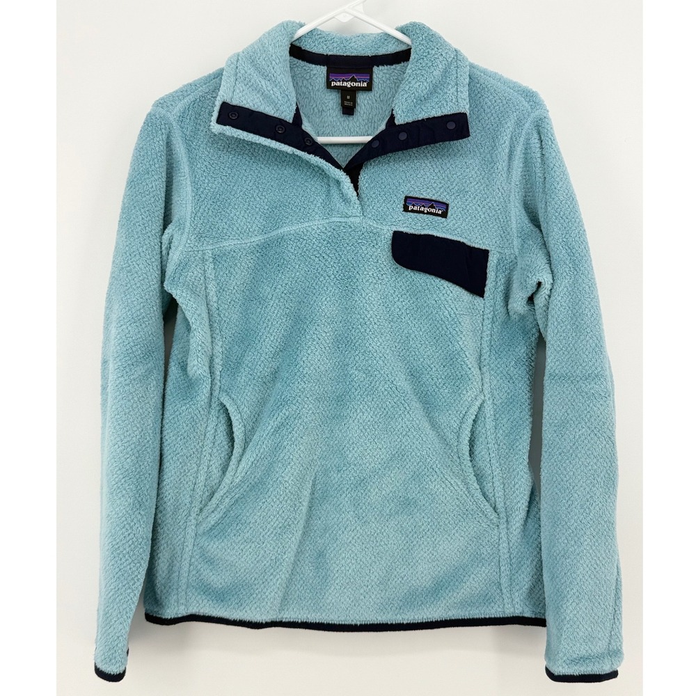 Patagonia Re-Tool Snap-T Pullover Fleece Jacket Aqua Blue Women Medium Polartec